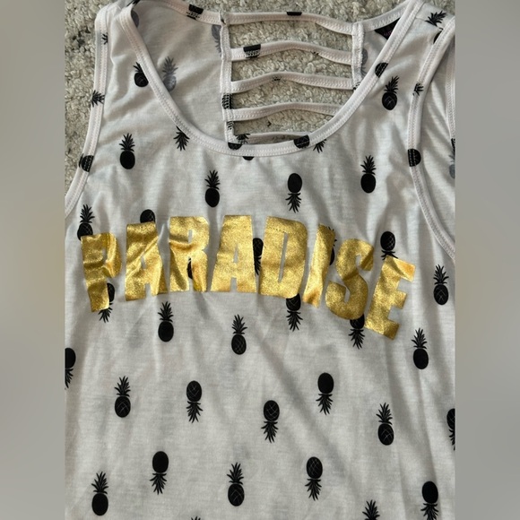 Material Girl Active Women’s Pineapple Paradise Graphic White Tank NET SZ: XL - Picture 2 of 3